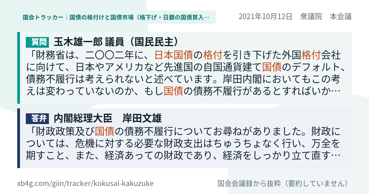質問と答弁のカード