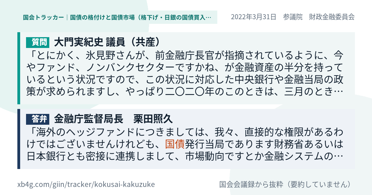 質問と答弁のカード