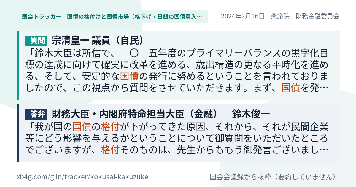 質問と答弁のカード