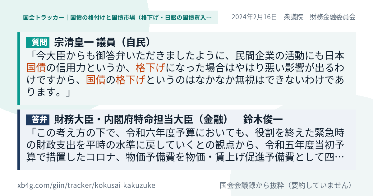 質問と答弁のカード