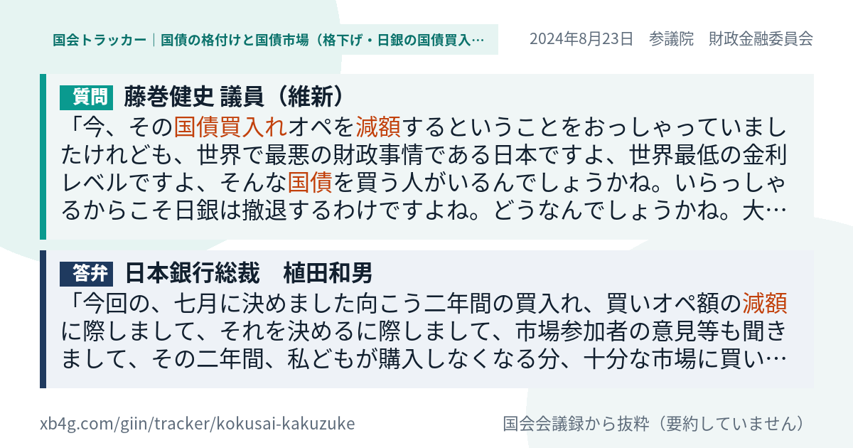質問と答弁のカード