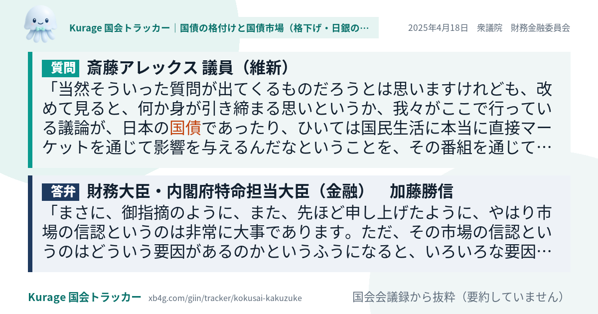 質問と答弁のカード