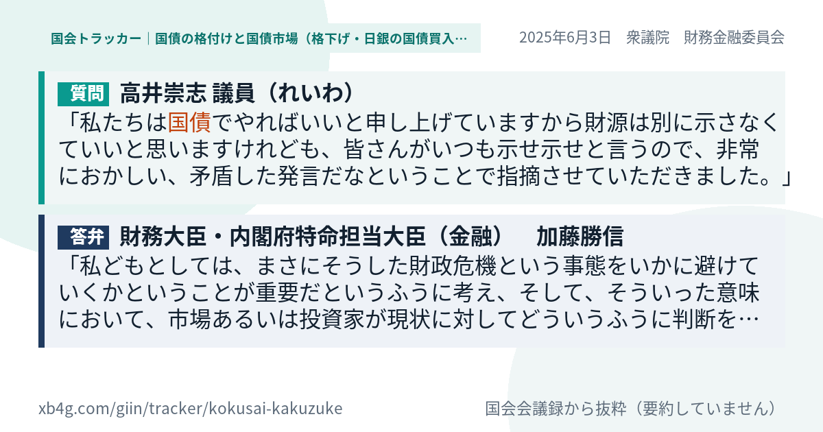 質問と答弁のカード