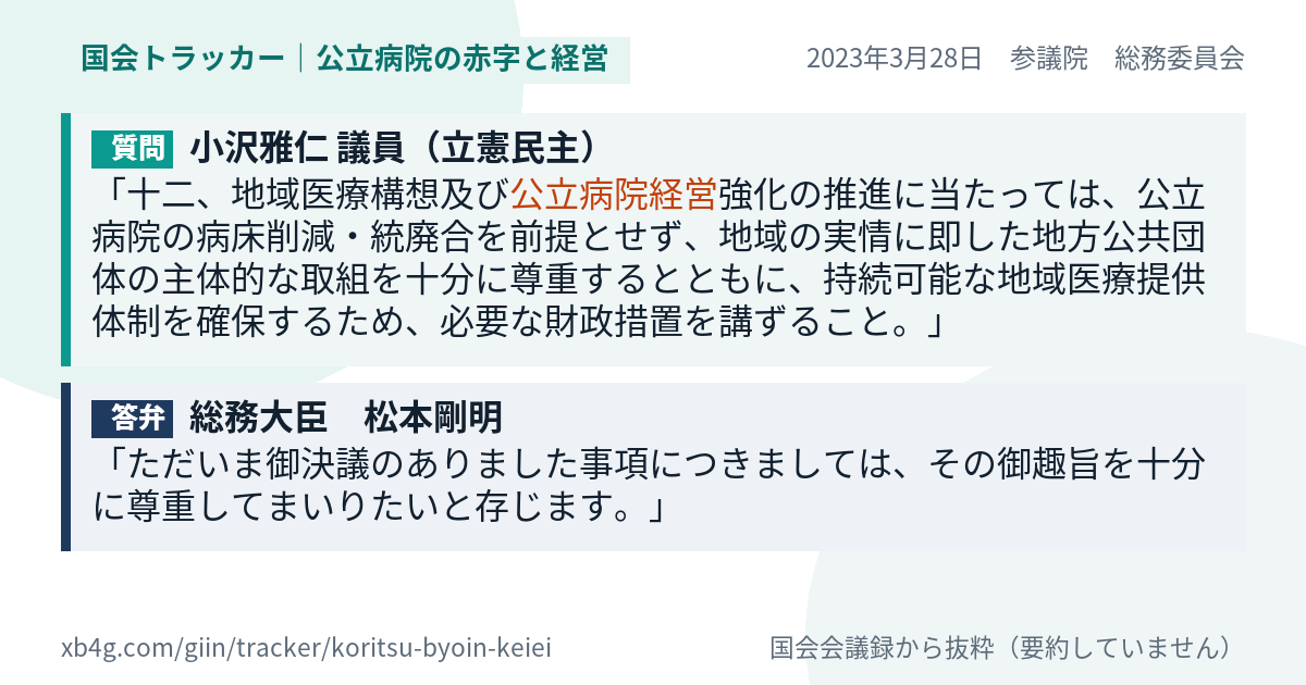 質問と答弁のカード