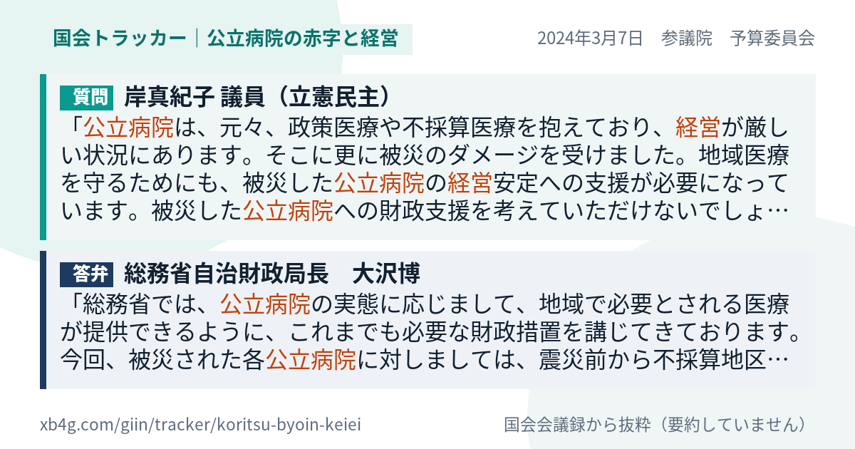 質問と答弁のカード