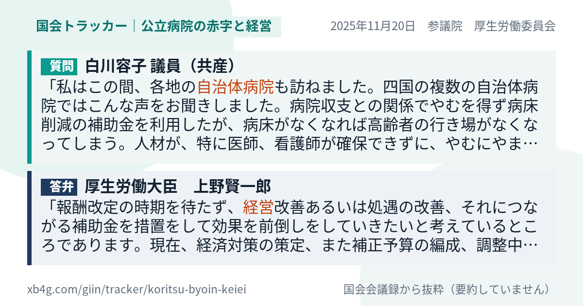 質問と答弁のカード