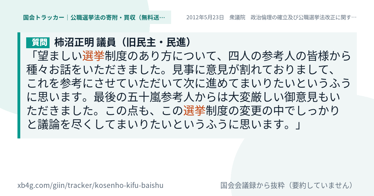 質問と答弁のカード