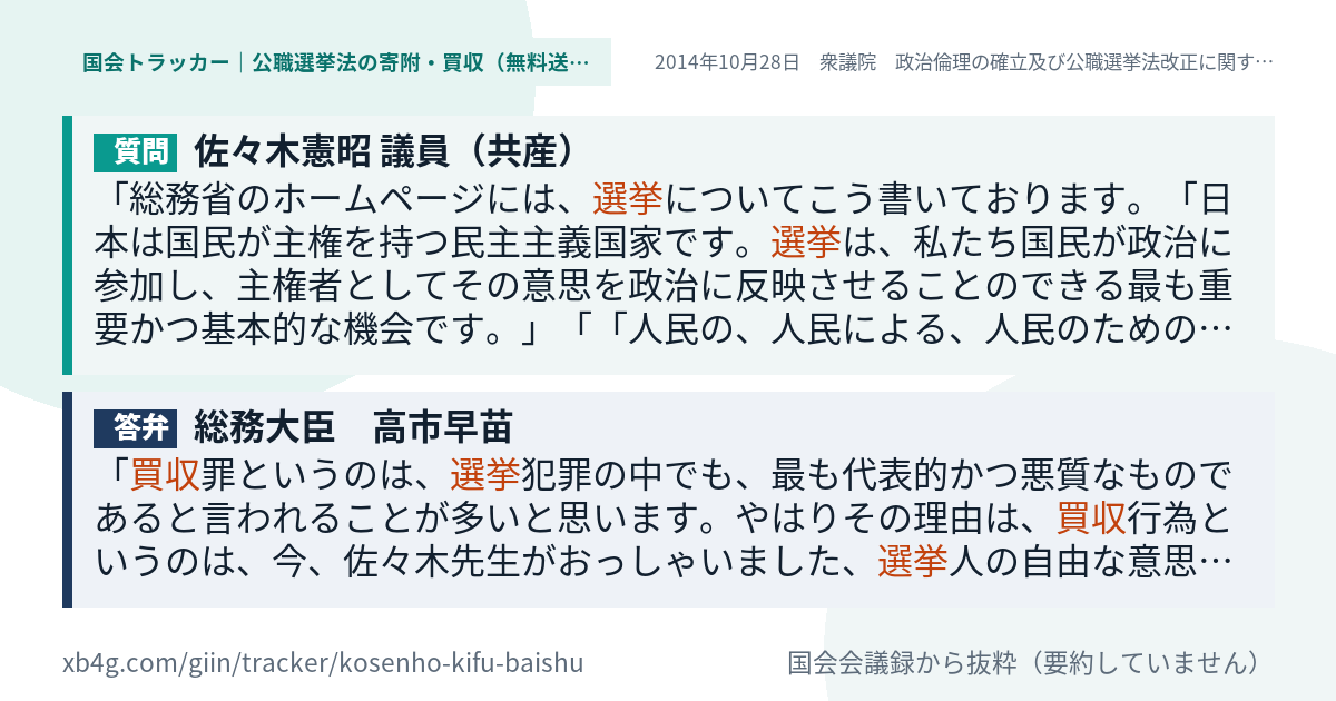 質問と答弁のカード