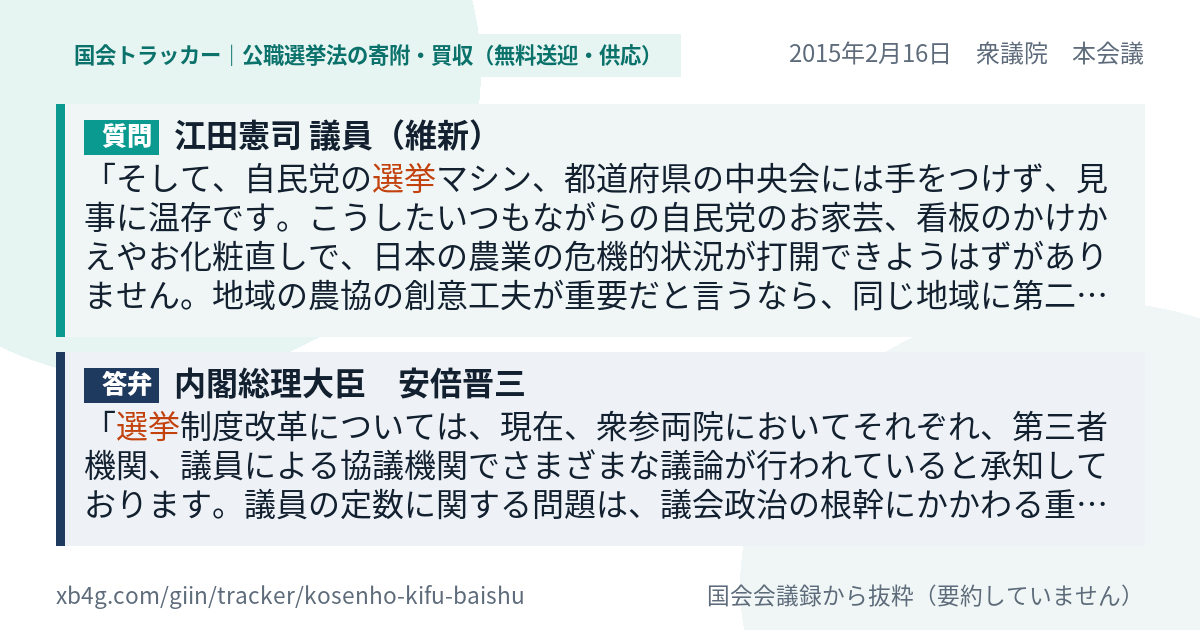 質問と答弁のカード