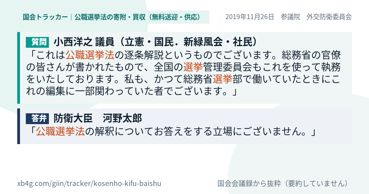 質問と答弁のカード