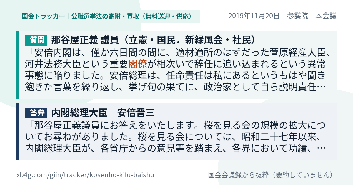 質問と答弁のカード