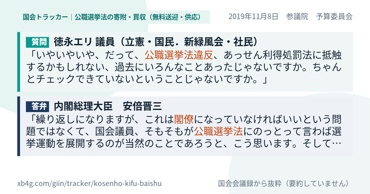 質問と答弁のカード
