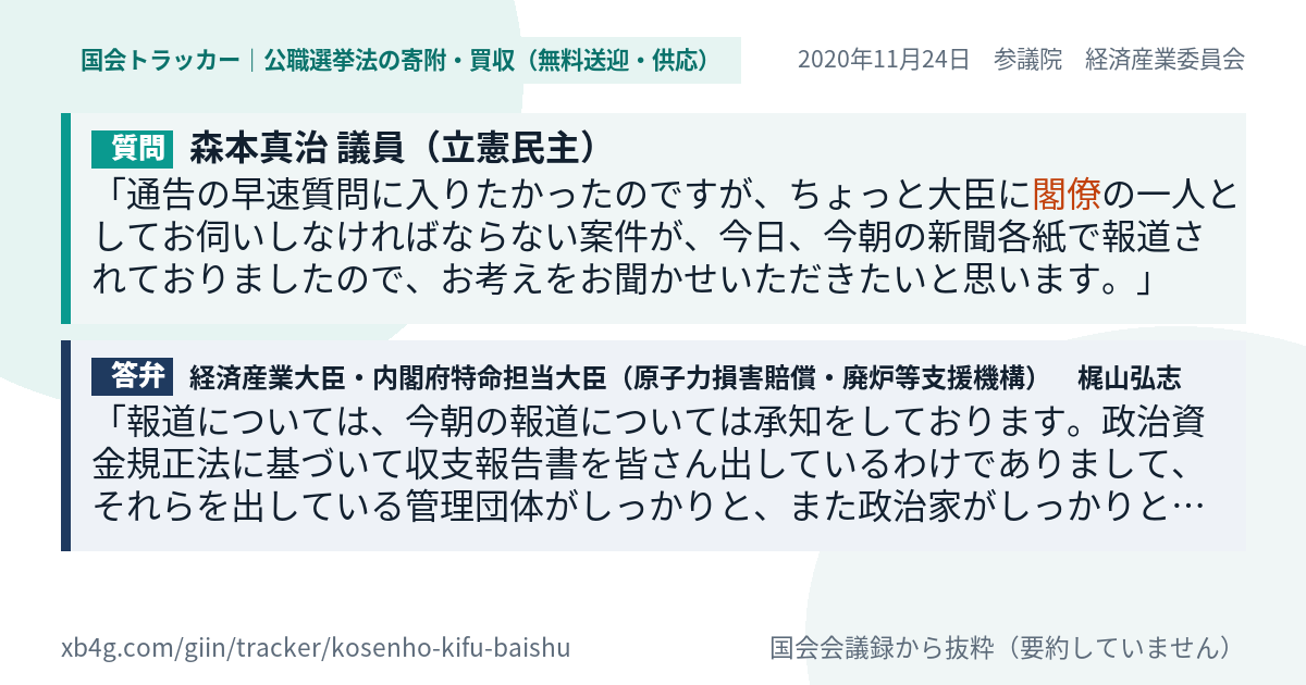 質問と答弁のカード