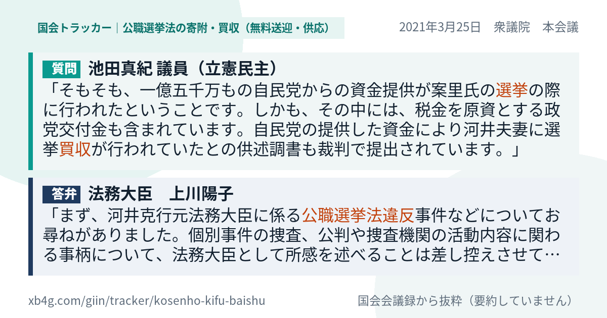 質問と答弁のカード