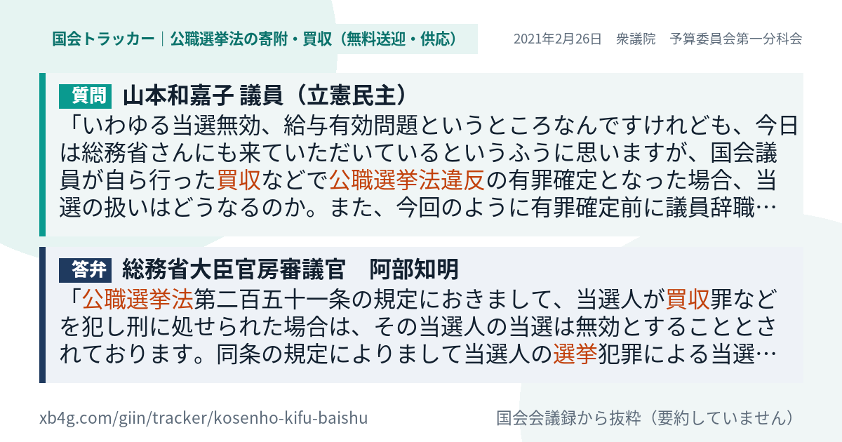 質問と答弁のカード