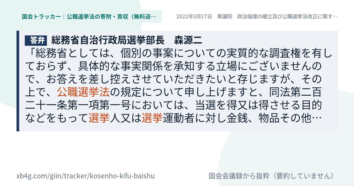 質問と答弁のカード