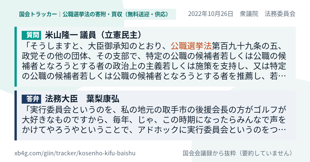 質問と答弁のカード