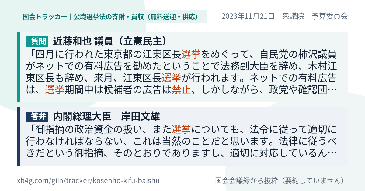 質問と答弁のカード