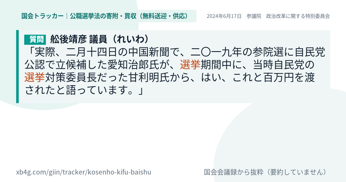 質問と答弁のカード