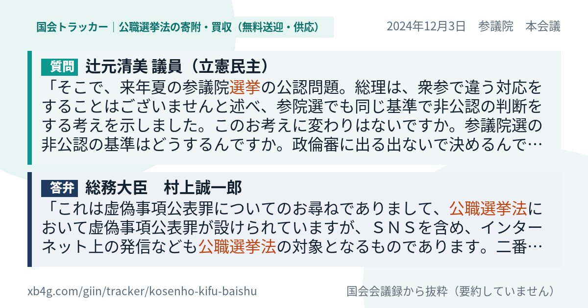 質問と答弁のカード
