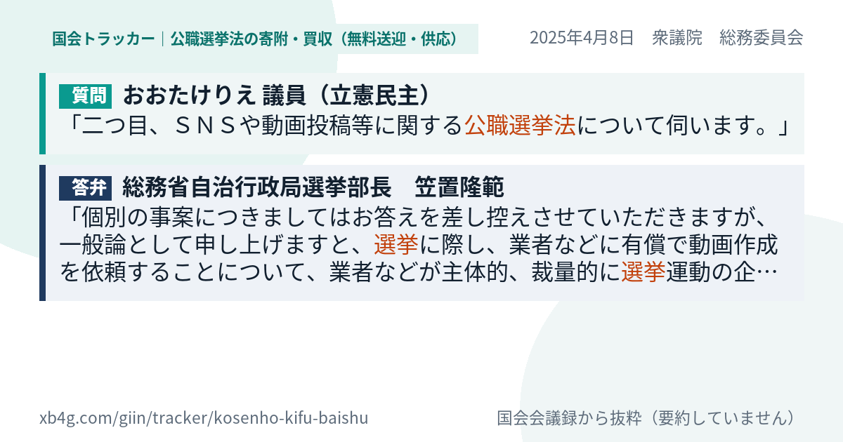 質問と答弁のカード