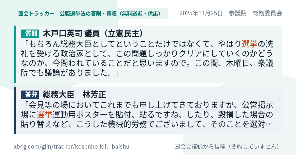 質問と答弁のカード