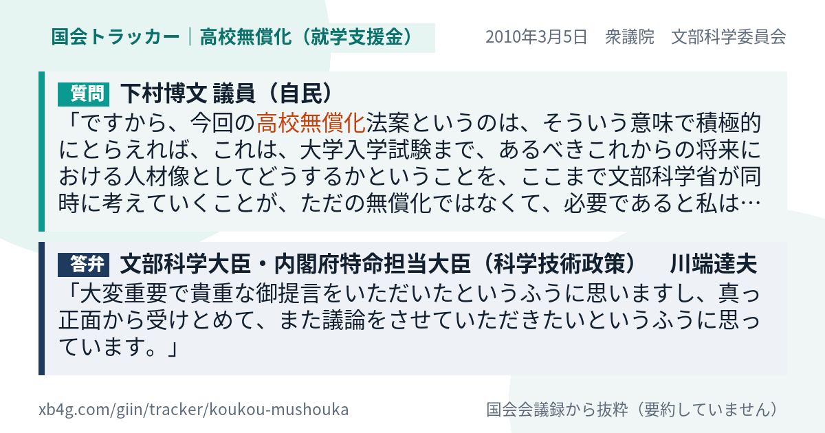 質問と答弁のカード