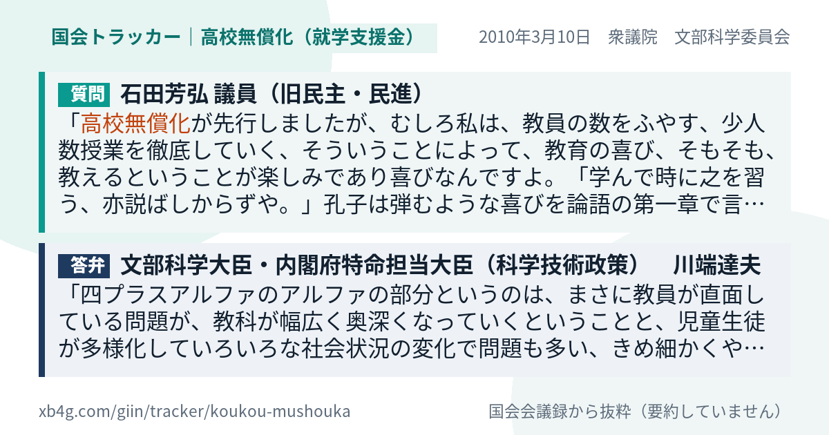 質問と答弁のカード