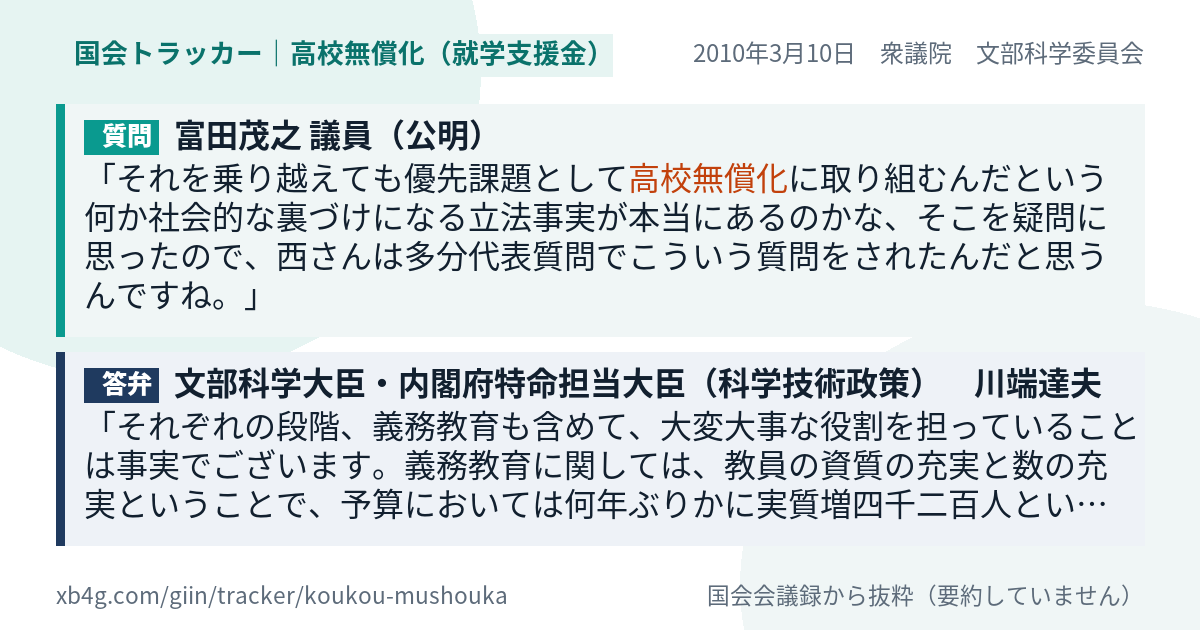 質問と答弁のカード