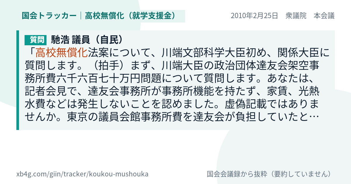 質問と答弁のカード