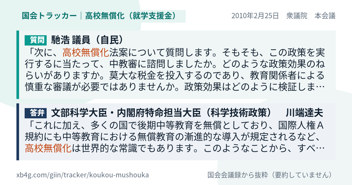 質問と答弁のカード