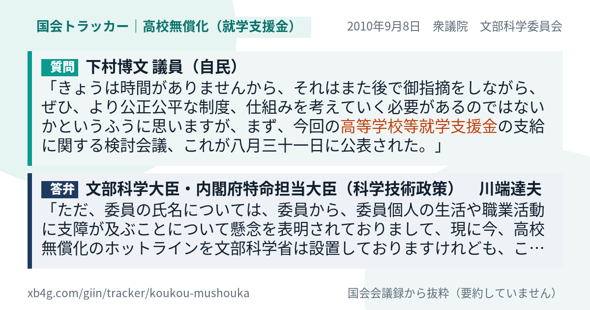 質問と答弁のカード