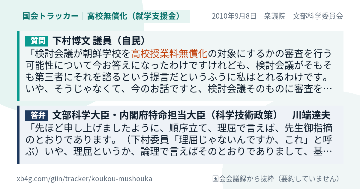 質問と答弁のカード