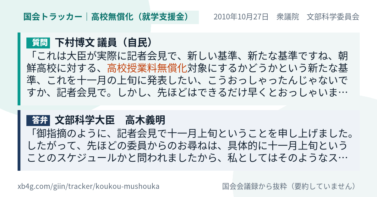 質問と答弁のカード