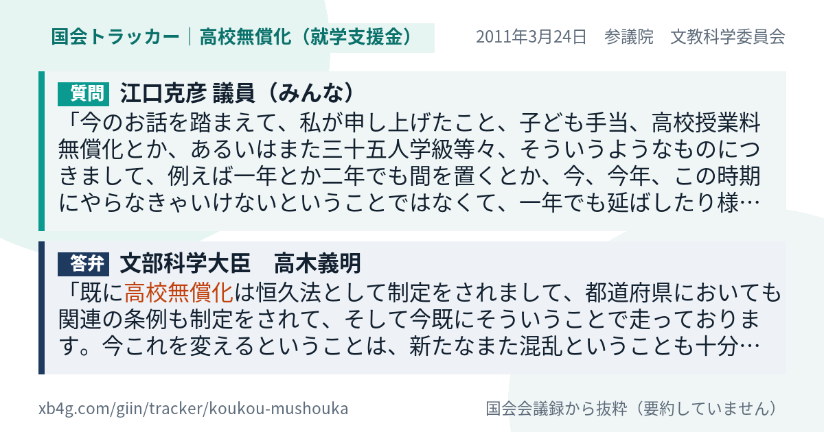 質問と答弁のカード