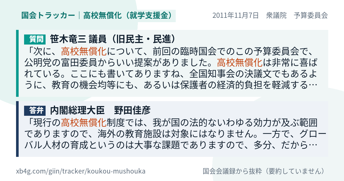 質問と答弁のカード