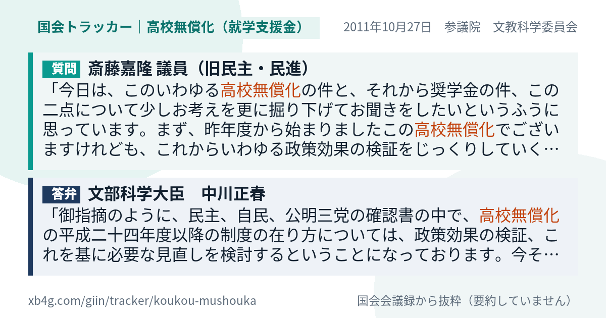質問と答弁のカード