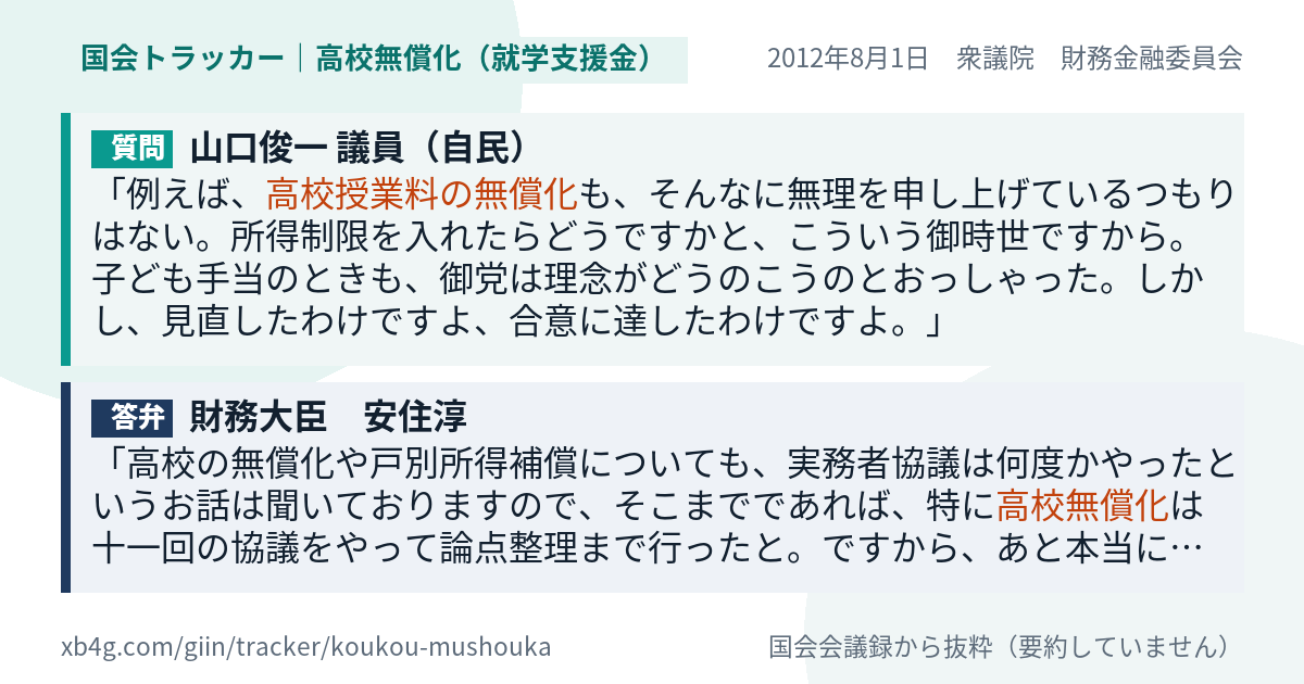 質問と答弁のカード