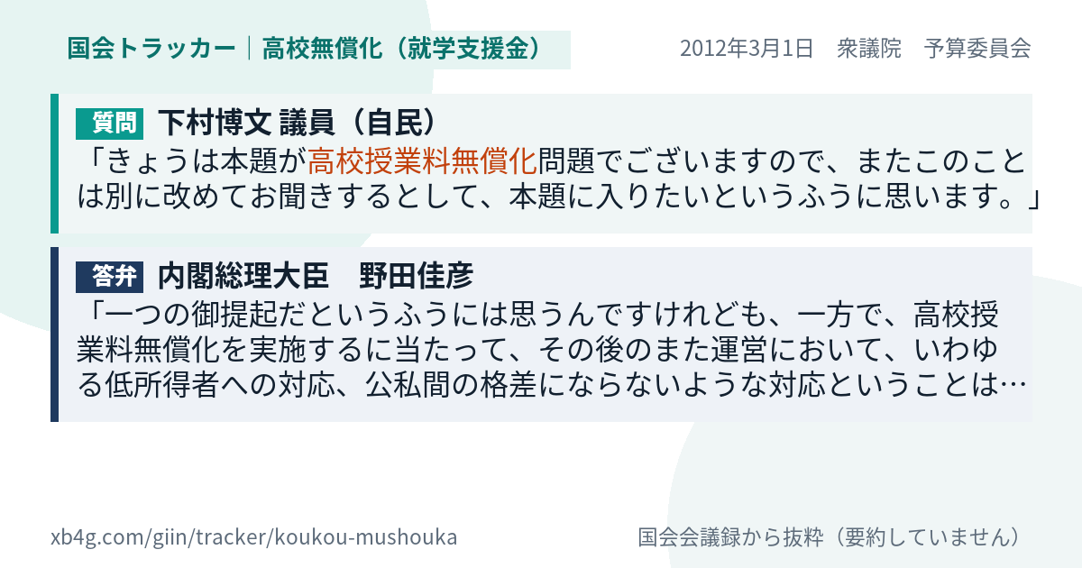 質問と答弁のカード