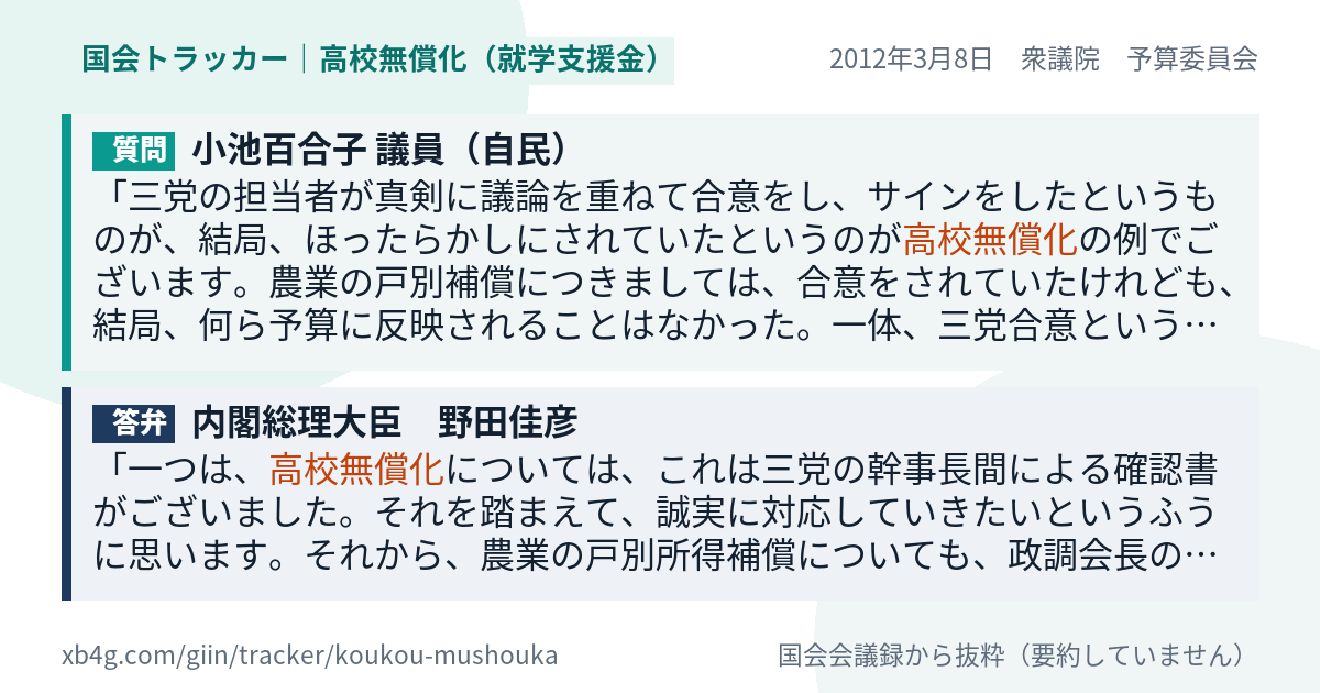 質問と答弁のカード