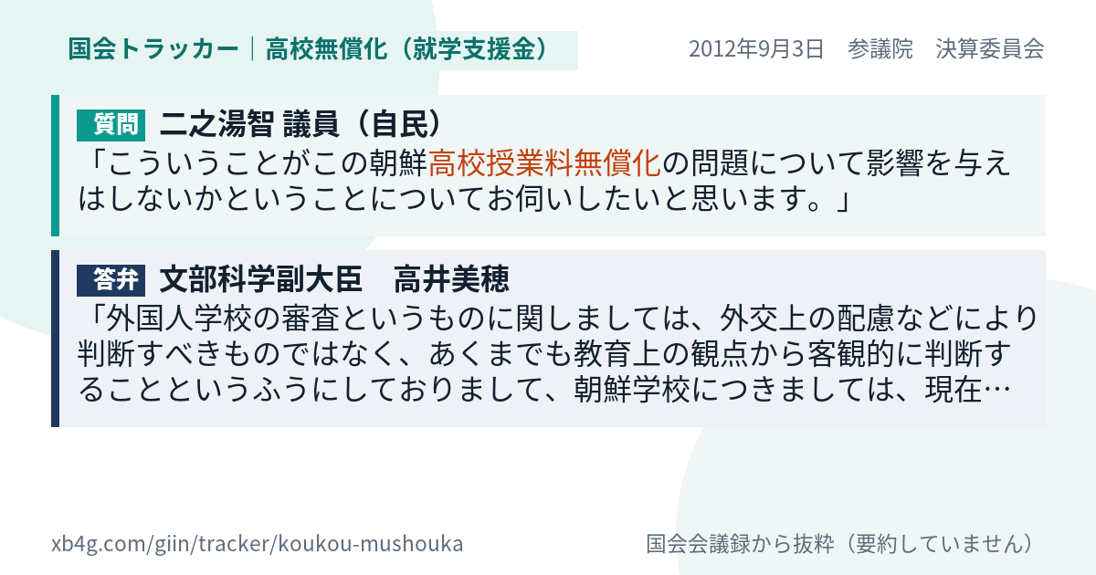 質問と答弁のカード
