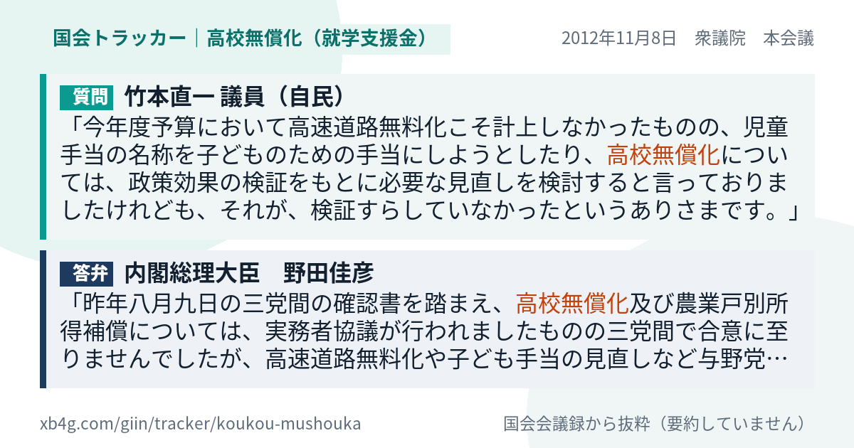 質問と答弁のカード