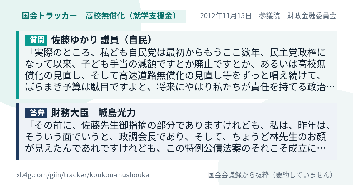 質問と答弁のカード