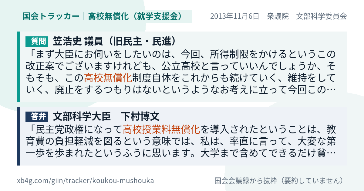 質問と答弁のカード