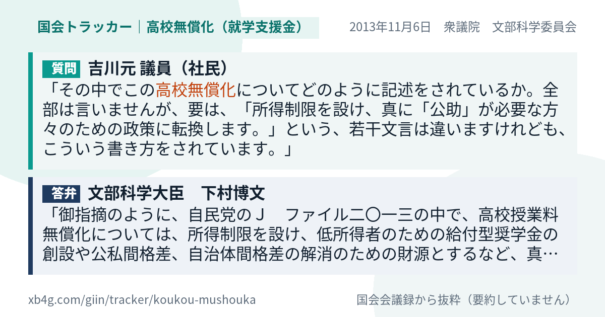 質問と答弁のカード