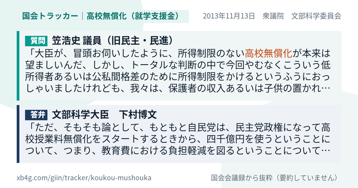 質問と答弁のカード