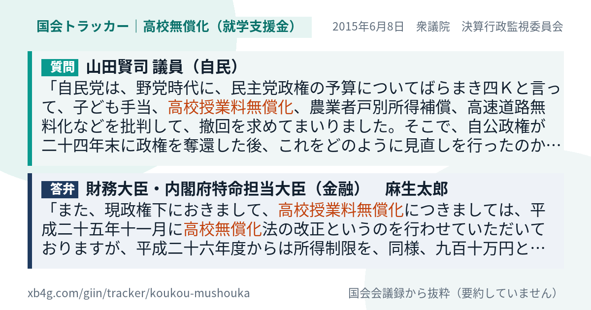 質問と答弁のカード