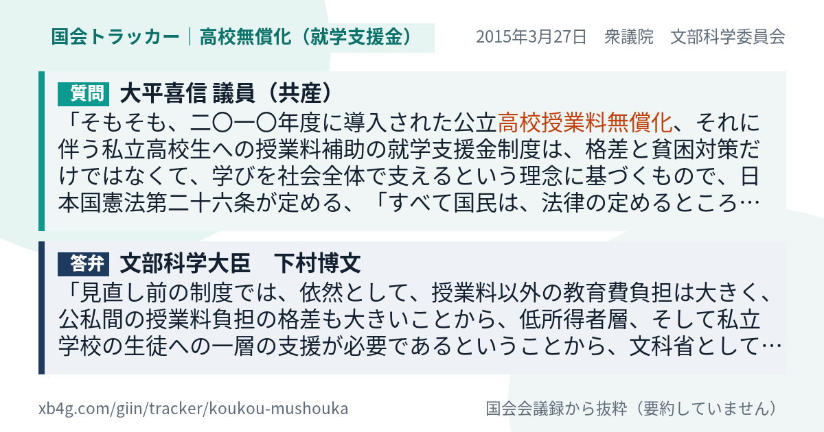 質問と答弁のカード
