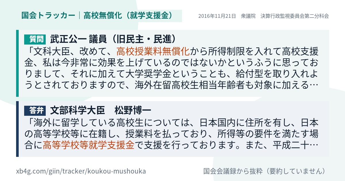 質問と答弁のカード