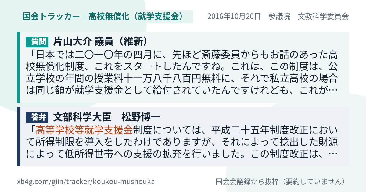 質問と答弁のカード